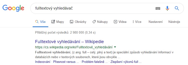 fulltextový vyhledávač